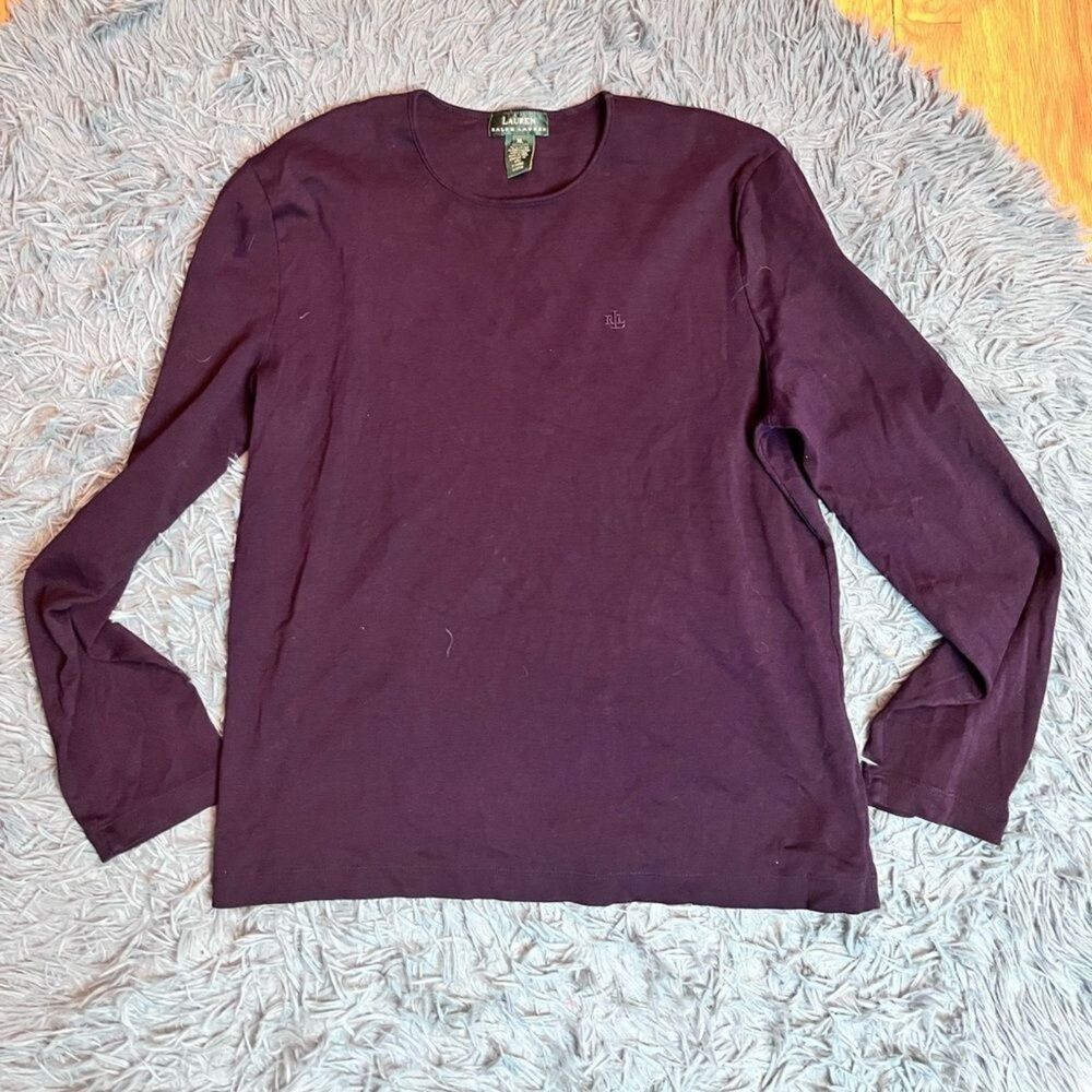 Lauren Ralph Lauren Purple Cotton Long Sleeve Top Size XL